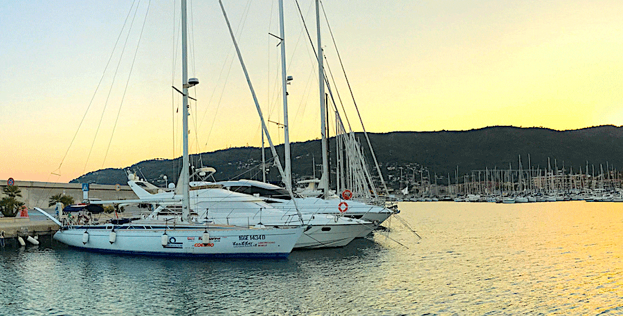 Daydreamer in the port of Andora