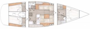 Contest 42CS, 2017 layout - 3 cabins