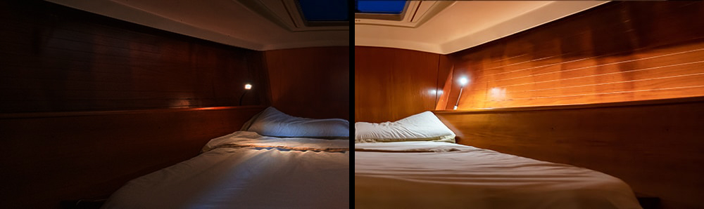 Boat lighting, before and after