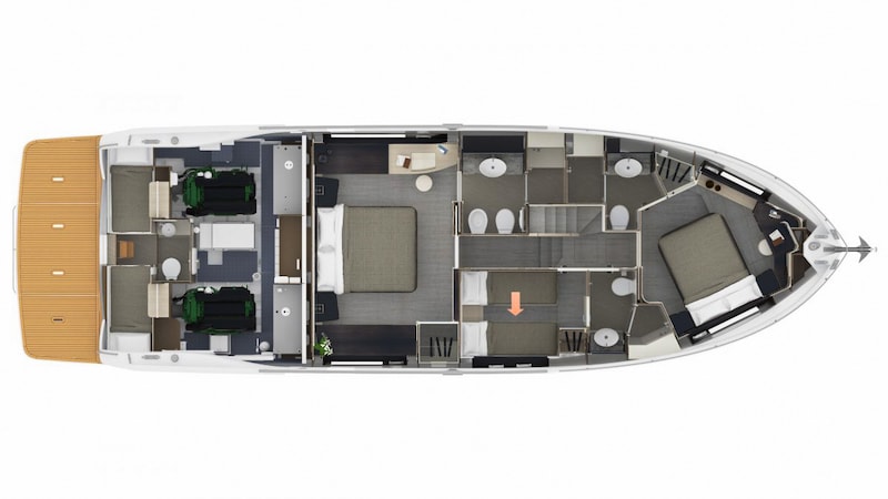 Absolute Navetta 58, lower deck layout