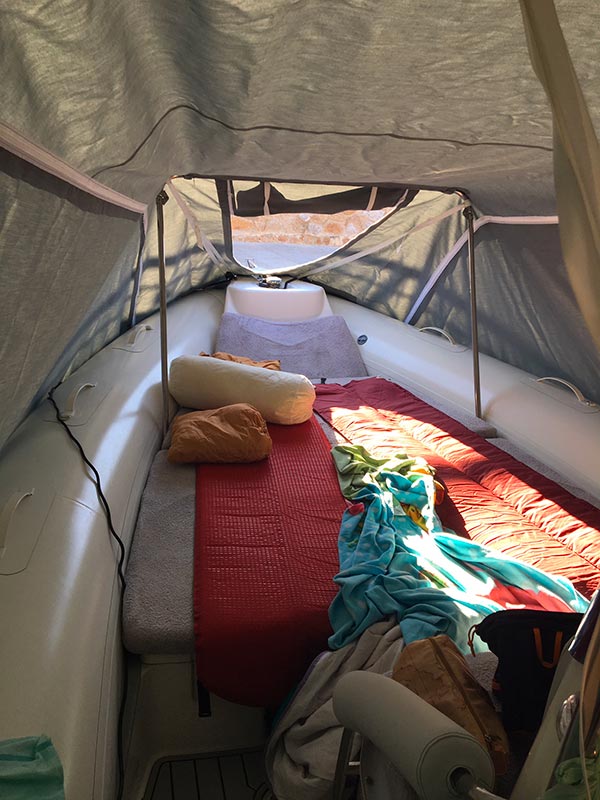 boat camping tent during the day