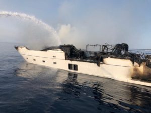 yacht on fire