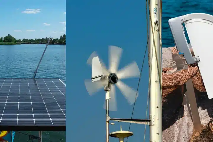 solar panels, wind and hydro generators