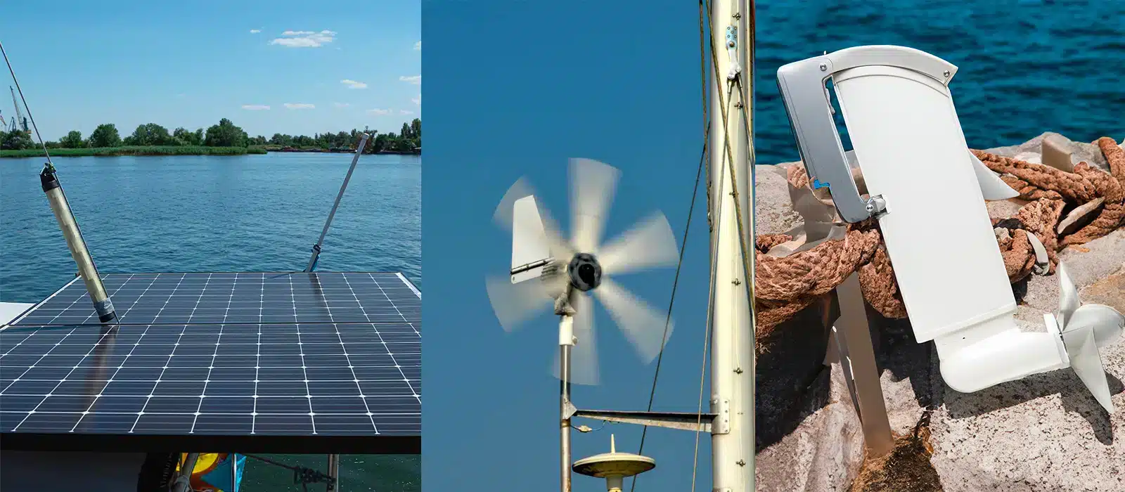 solar panels, wind and hydro generators