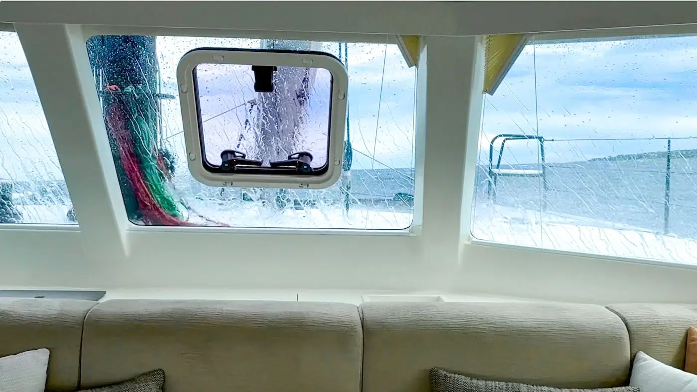 waves on front glass